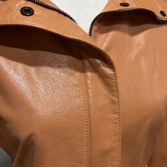 Armani Collezioni Lambskin Leather Jacket Silk Lined Peach Italy‎ Womens 4 - Picture 7 of 13